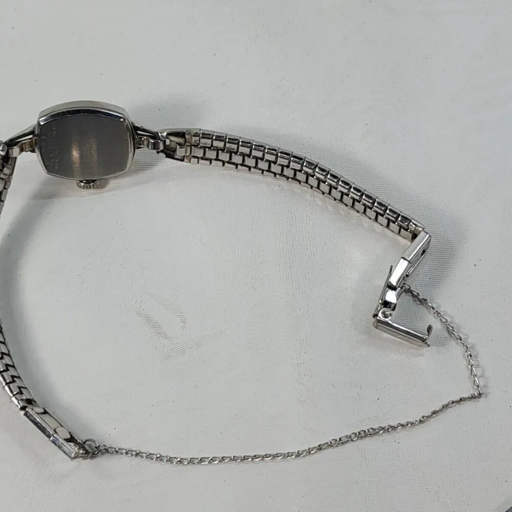 Vintage Bulova watch 23 jewels 10K white gold‎ bracelet ladies women's RGP bezel